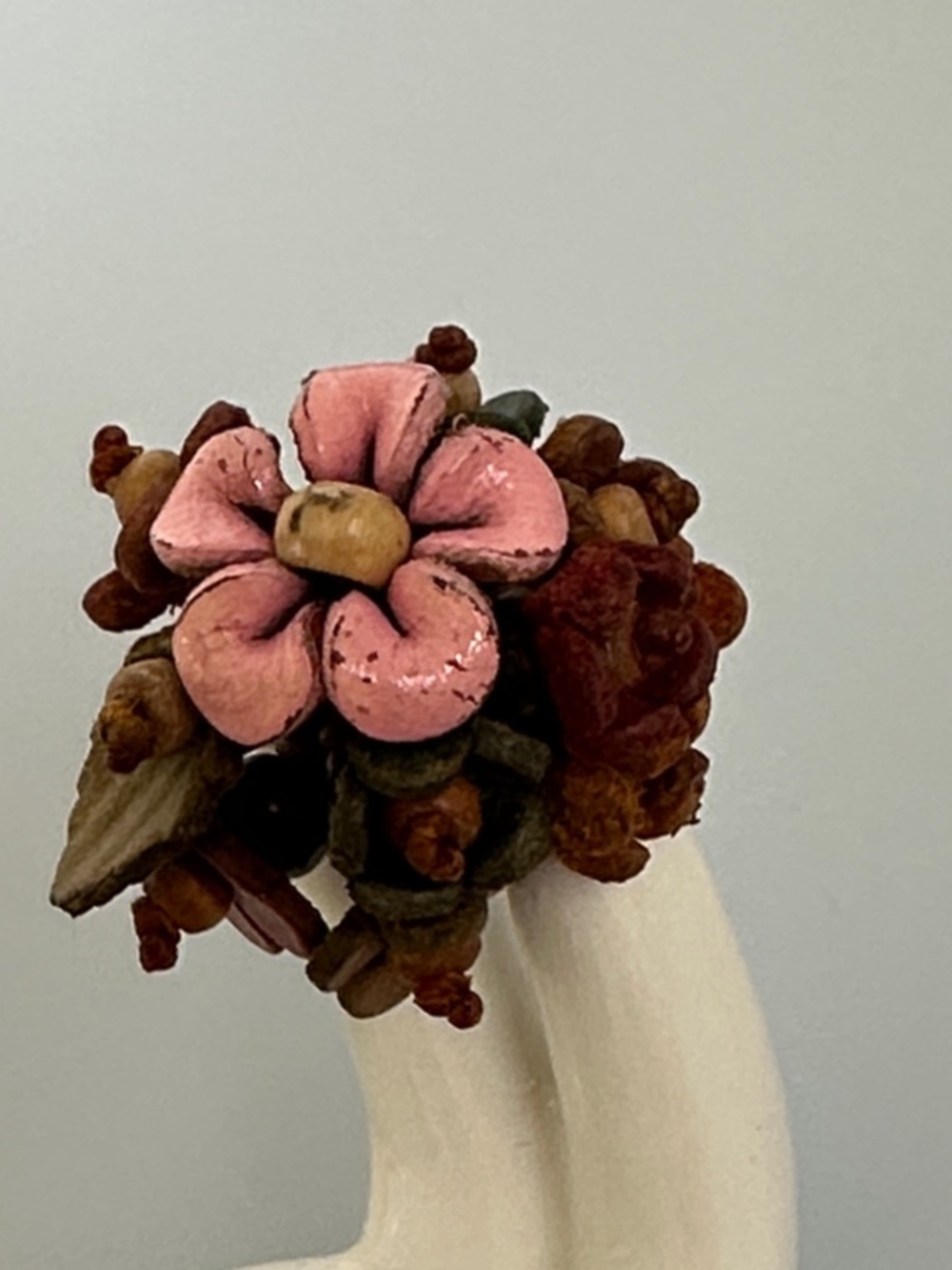 Handcrafted Pink Floral Statement Ring - Women's Jewelry